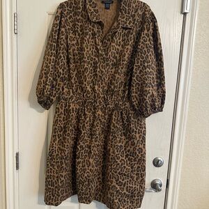 Ashley Stewart Brown Leopard Print Dress